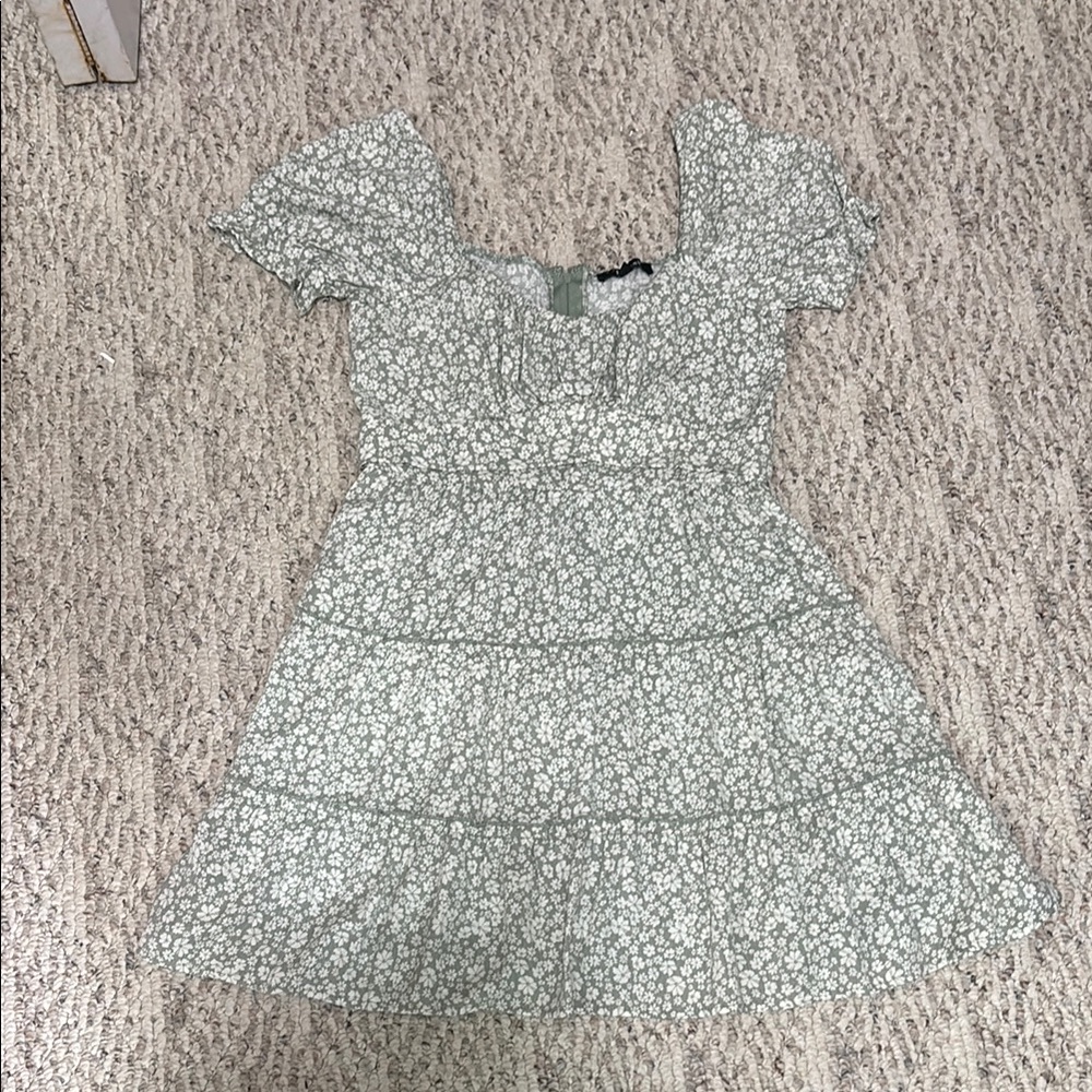 Trixxi Green Puff Sleeve Sundress